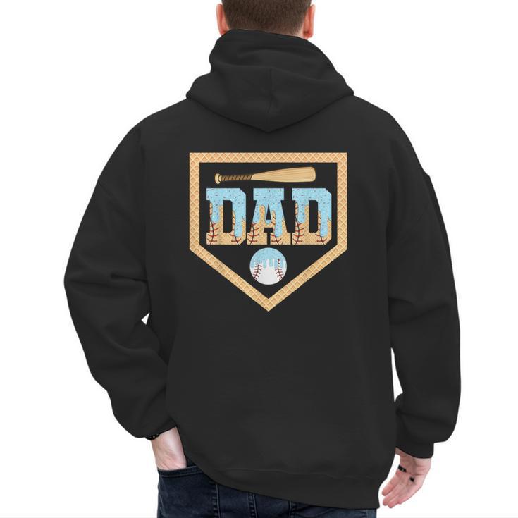 Baseball Dad Ice Cream Drip Home Plate Bat Cool Fathers Day Men's Hoodie Back Print