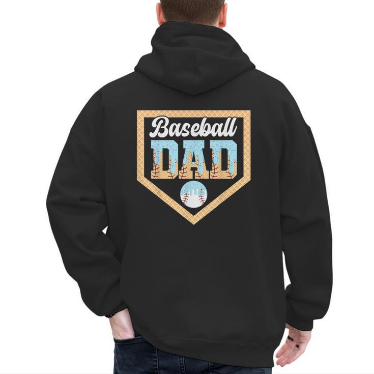 Baseball Dad Ice Cream Drip Home Plate Cool Fathers Day Men's Hoodie Back Print