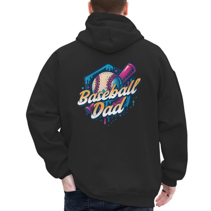 Baseball Dad Kids Birthday Baseball Drip Ice Cream Family Men's Hoodie Back Print