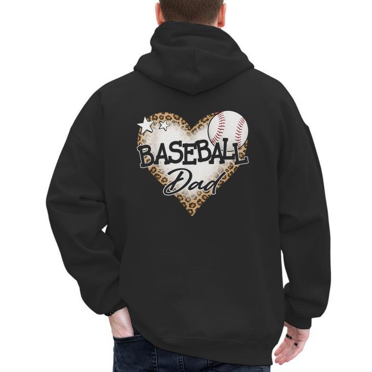Baseball Dad Leopard Heart Baseball Lover Men's Hoodie Back Print