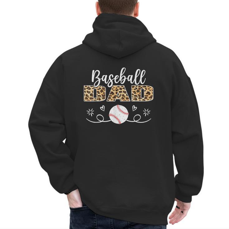 Baseball Dad Leopard Baseball Player Men's Hoodie Back Print