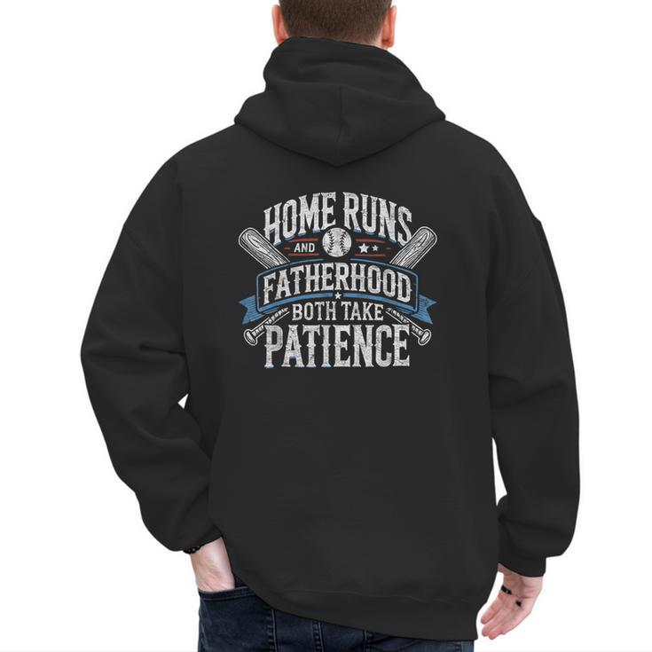 Baseball Dad Men Home Runs & Fatherhood Both Take Patience Men's Hoodie Back Print
