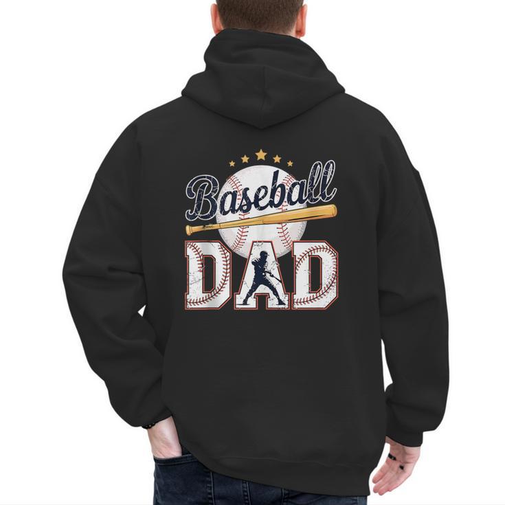 Baseball Dad Player Cool Retro Sports Fan Father's Day Men's Hoodie Back Print