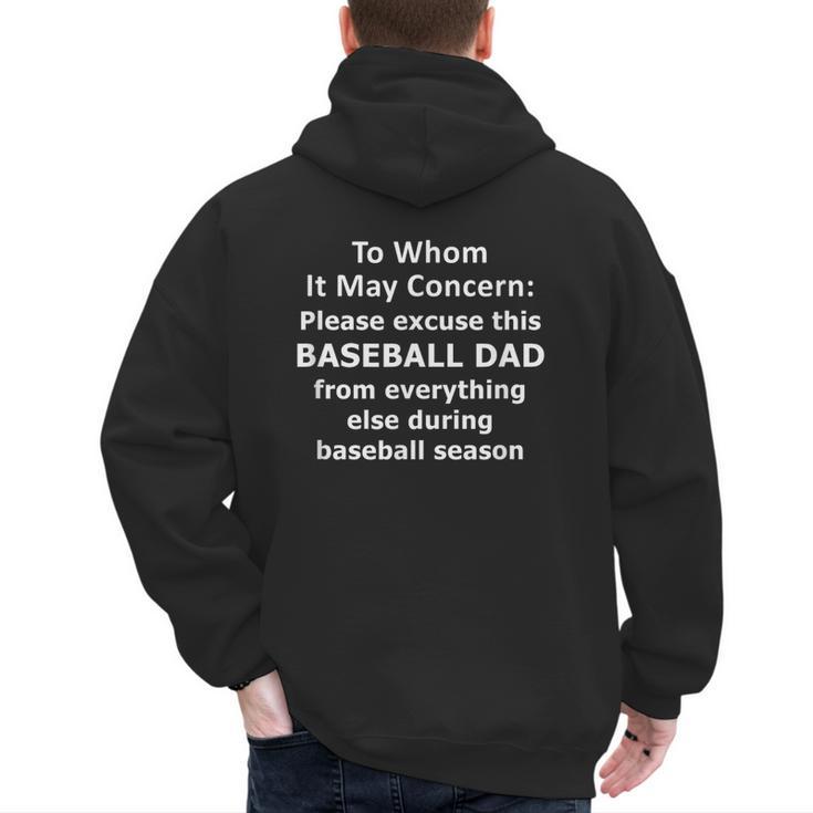 Baseball Dad Quote Excused Absence Letter To Whom Men's Hoodie Back Print