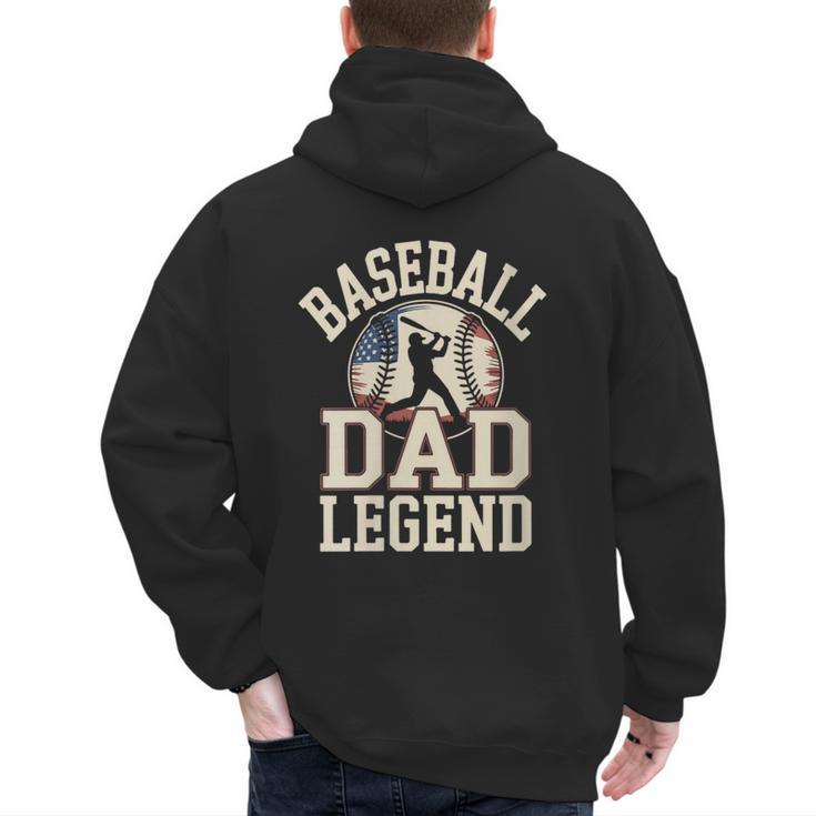 Baseball Dad Retro American Flag Style Men's Hoodie Back Print