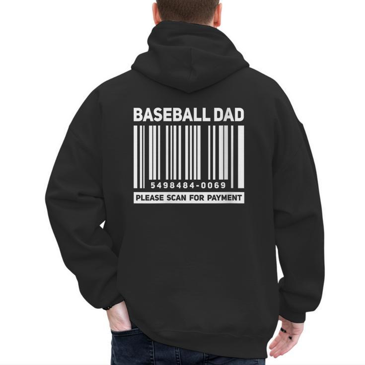Baseball Dad Scan For Payment Barcode Father Men's Hoodie Back Print