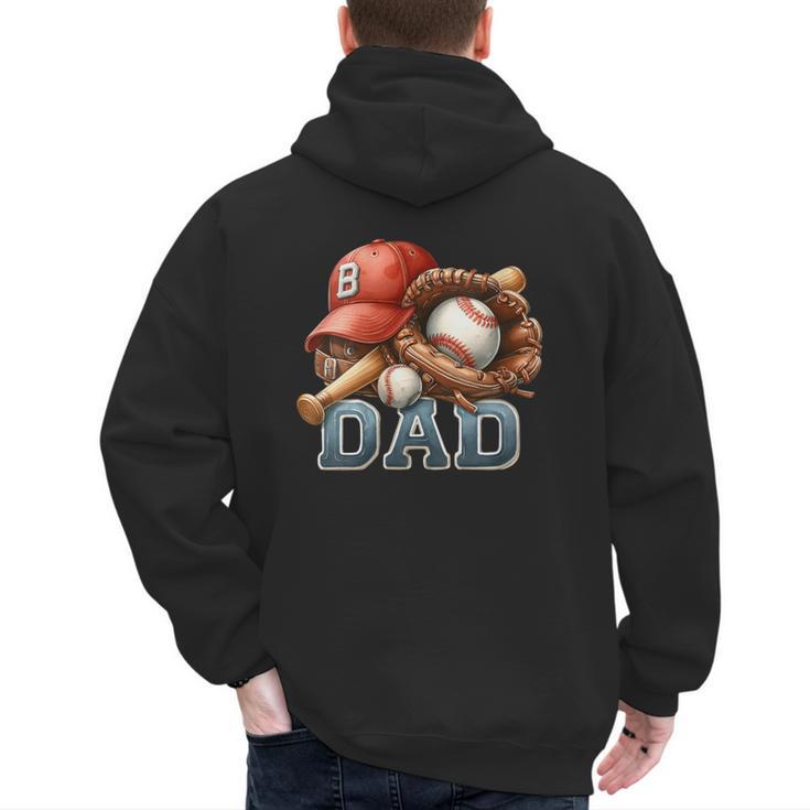 Baseball Dad Spectator Father's Day Game Day Youth Baseball Men's Hoodie Back Print