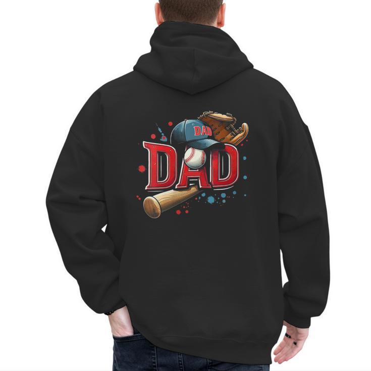Baseball Dad Sport Fan Father Men Baseball Fathers Day Men's Hoodie Back Print