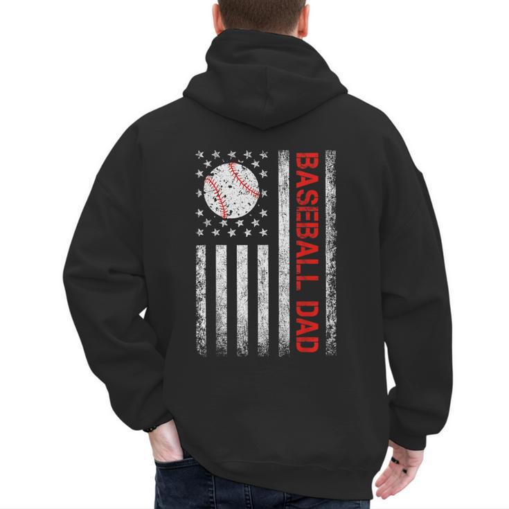 Baseball Dad USA American Flag Men Daddy Fathers Day Men's Hoodie Back Print