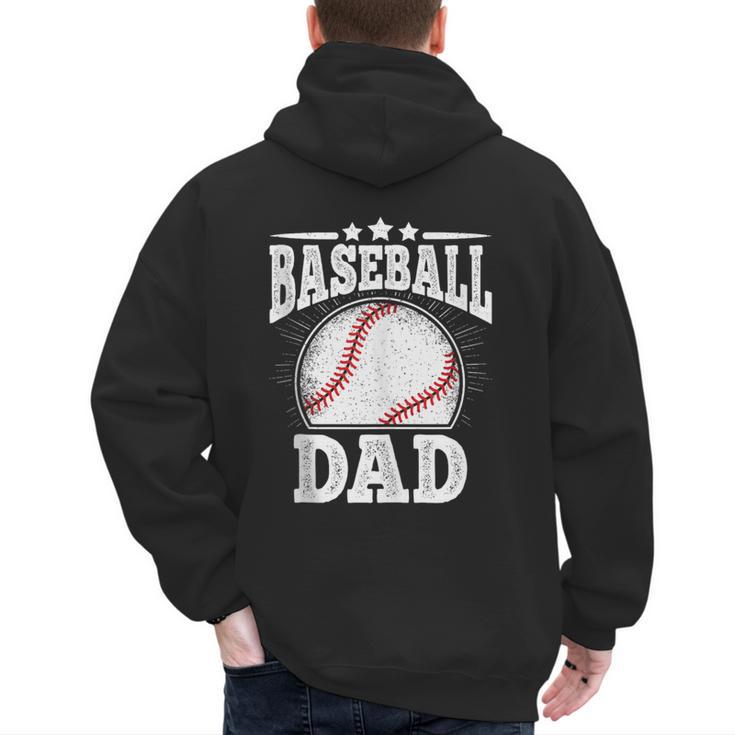 Baseball Dad Vintage Baseball Player Daddy Men Men's Hoodie Back Print