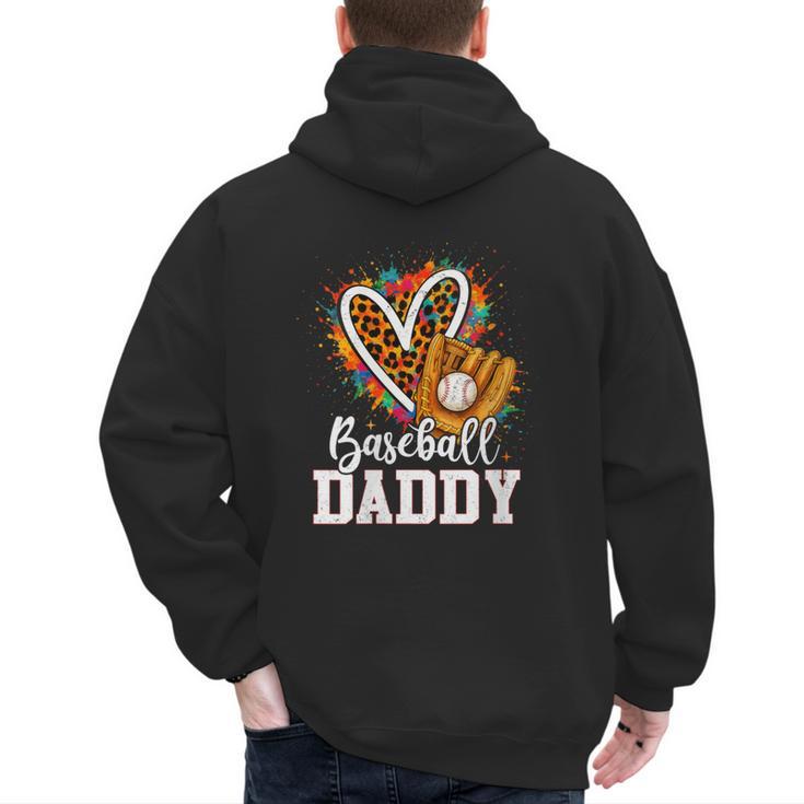 Baseball Daddy Leopard Heart Colorful Men's Hoodie Back Print