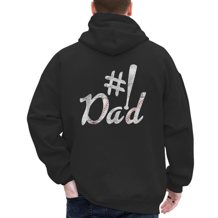 Baseball Player Dad Papa Fathers Day Number One Baseball Dad Men's Hoodie Back Print