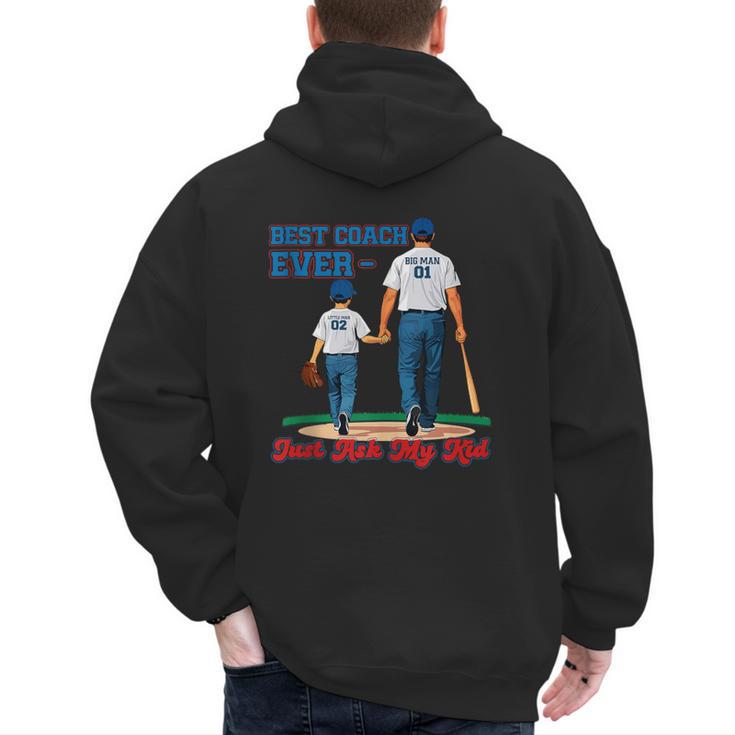 Best Coach Ever Fathers Day Baseball Dad Papa Sports Lover Men's Hoodie Back Print