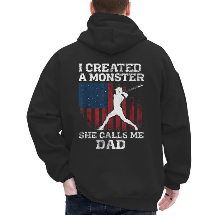 I Created Monster She Calls Me Dad Baseball Dad Men's Hoodie Back Print