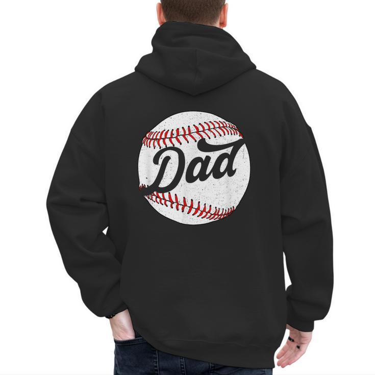 Dad Baseball Ball Vintage Groovy Baseball Daddy Fathers Day Men's Hoodie Back Print