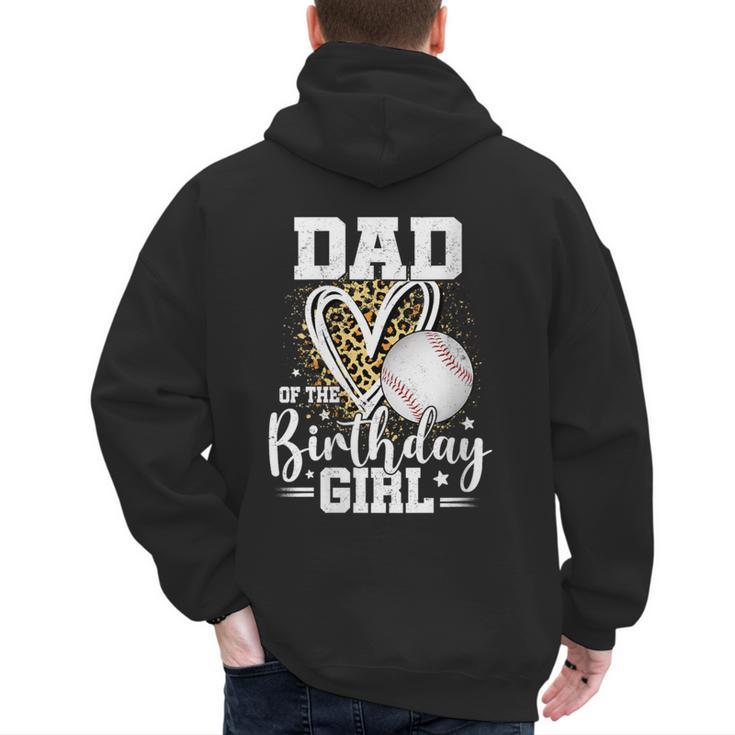 Dad Of The Birthday Girl Baseball Dad Leopard Heart Men's Hoodie Back Print