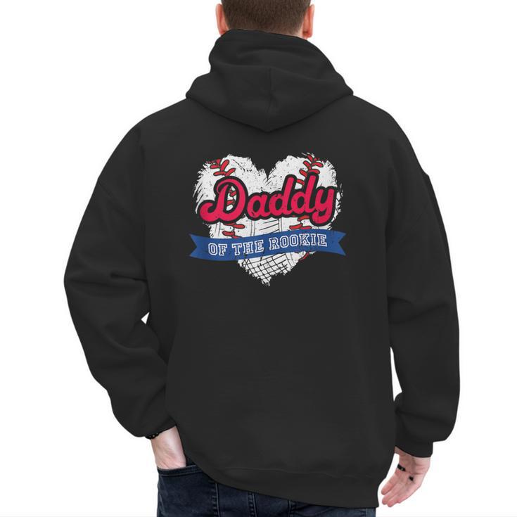 Daddy Of The Rookie Baseball Dad Retro Love Heart Birthday Men's Hoodie Back Print