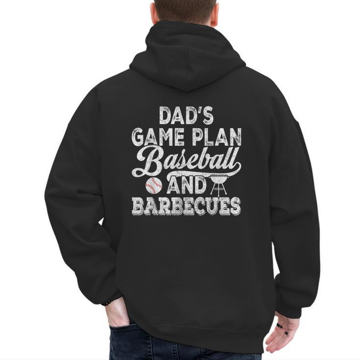 Dad's Game Plan Baseball & Barbecues Baseball Dad BBQ Gill Men's Hoodie Back Print