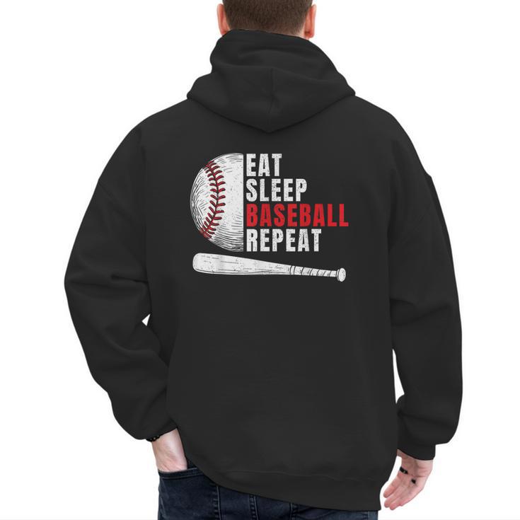 Eat Sleep Baseball Repeat Humor Baseball Dad Players Men's Hoodie Back Print
