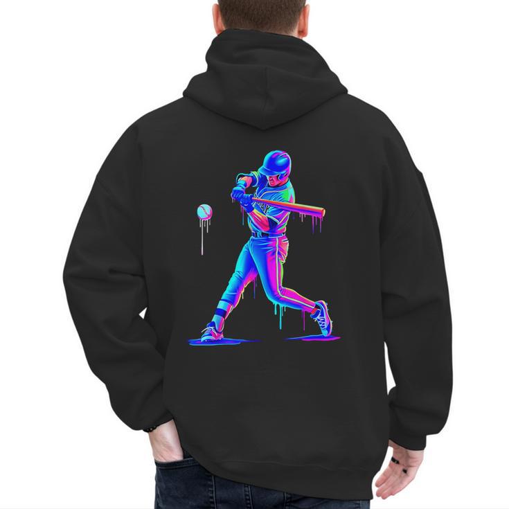 Ice Cream Drip Melting Baseball Bat Player Baseball Dad Men's Hoodie Back Print