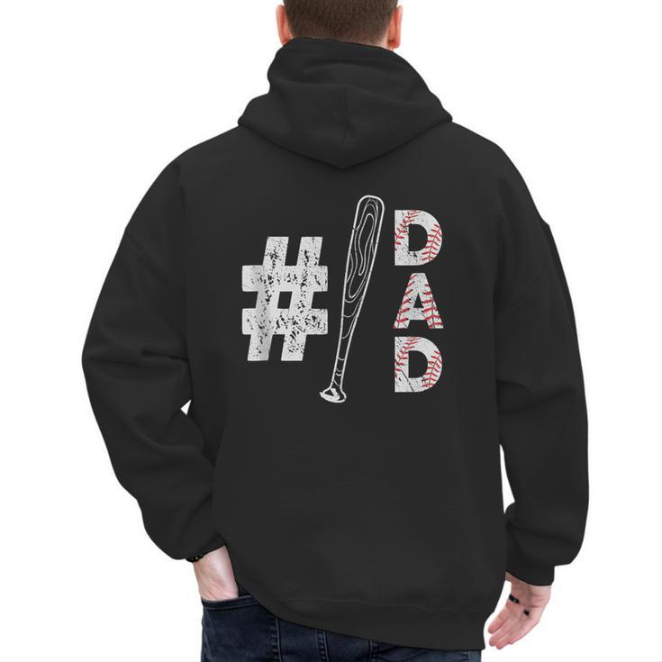 Number One Baseball Dad Fathers Day Baseball Player Dad Men's Hoodie Back Print