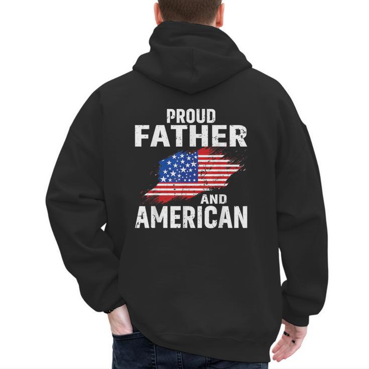 Proud Father And American Flag Baseball Dad Father Patriotic Men's Hoodie Back Print