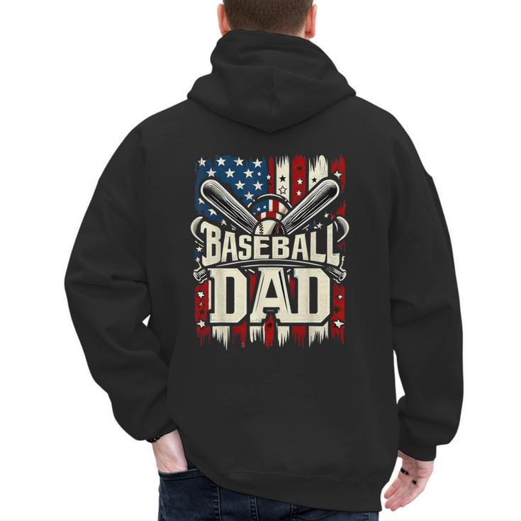 Retro American Flag Baseball Dad Father's Day Men's Hoodie Back Print