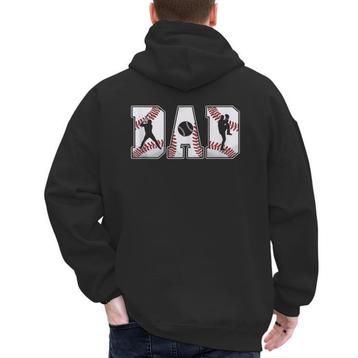 Retro Baseball Dad Daddy Father Happy Fathers Day Men Guys Men's Hoodie Back Print