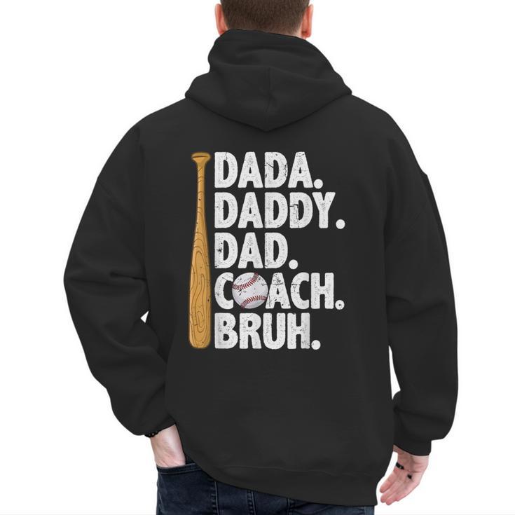Retro Dada Daddy Dad Coach Bruh Baseball Dad Fathers Day Men Men's Hoodie Back Print