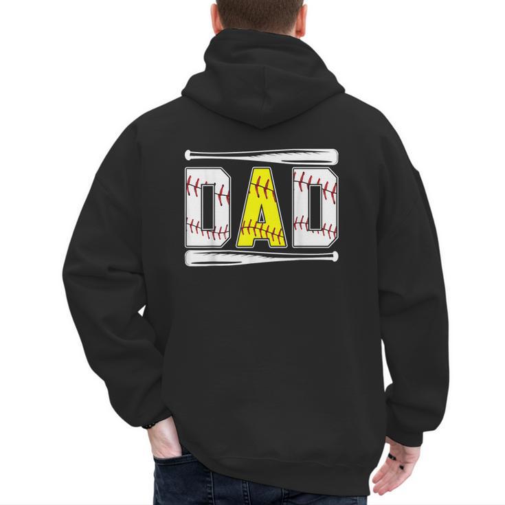 Softball Baseball Dad Of Ballers Baseball Softball Dad Men's Hoodie Back Print