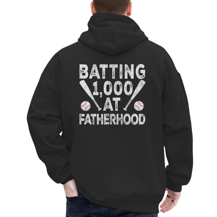 Vintage Baseball Dad Batting 1000 At Fatherhood Men's Hoodie Back Print