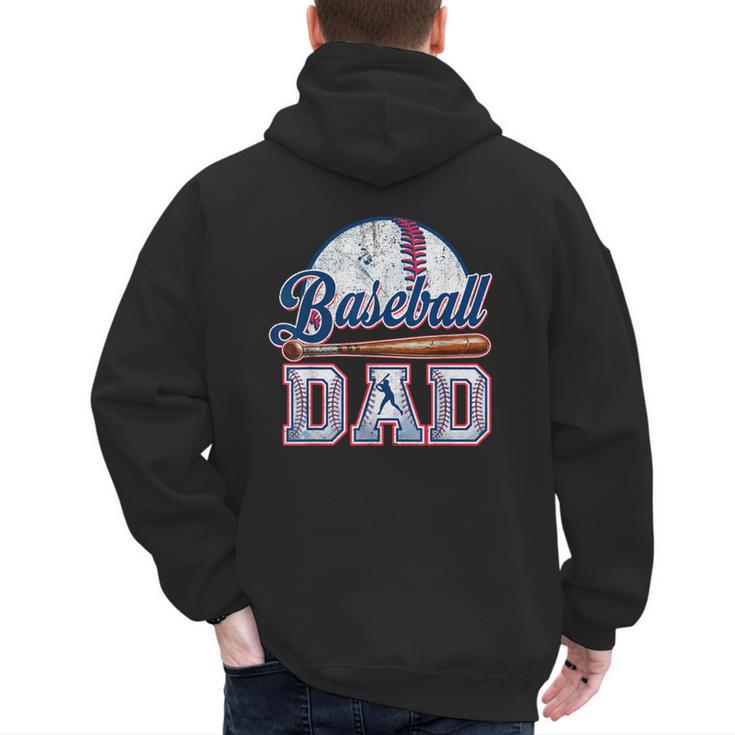 Vintage Baseball Dad Happy Fathers Day For Men Sports Lovers Men's Hoodie Back Print