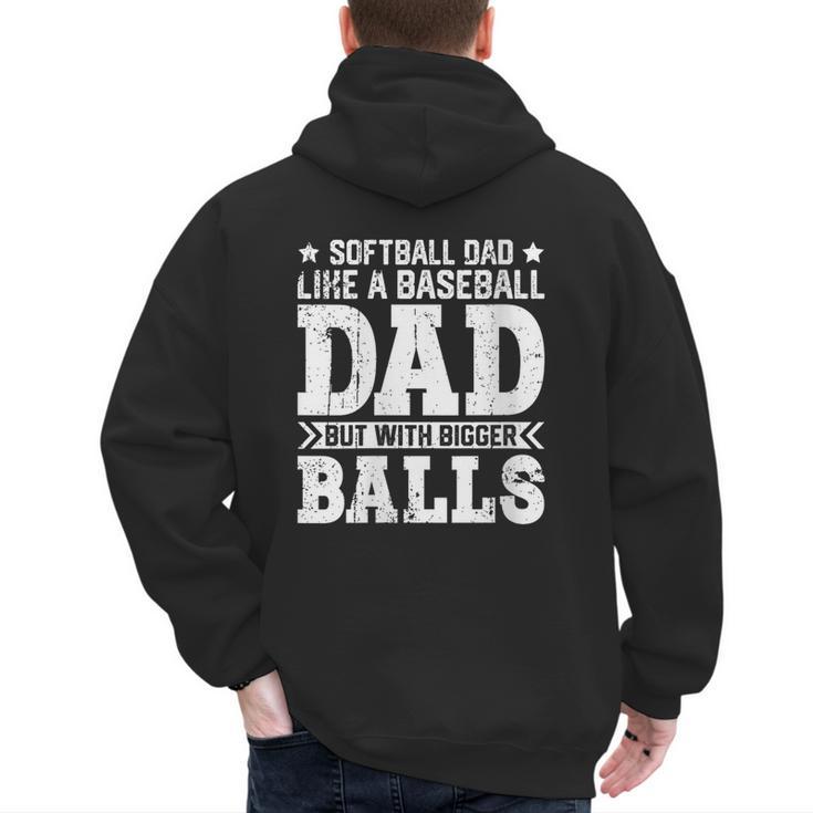 Vintage Softball Dad Like A Baseball Dad Fathers Day Men's Hoodie Back Print