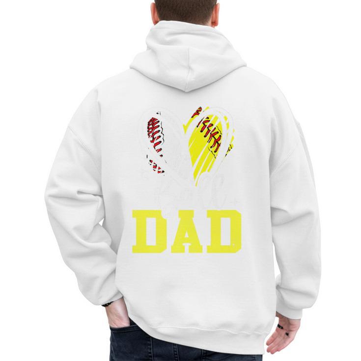 Ball Dad Softball Baseball Dad Fathers Day Premium Men's Hoodie Back Print