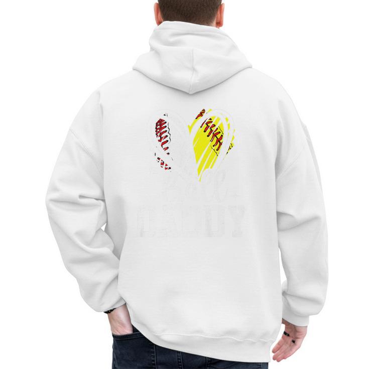 Ball Daddy Softball Baseball Dad Fathers Day Premium Men's Hoodie Back Print