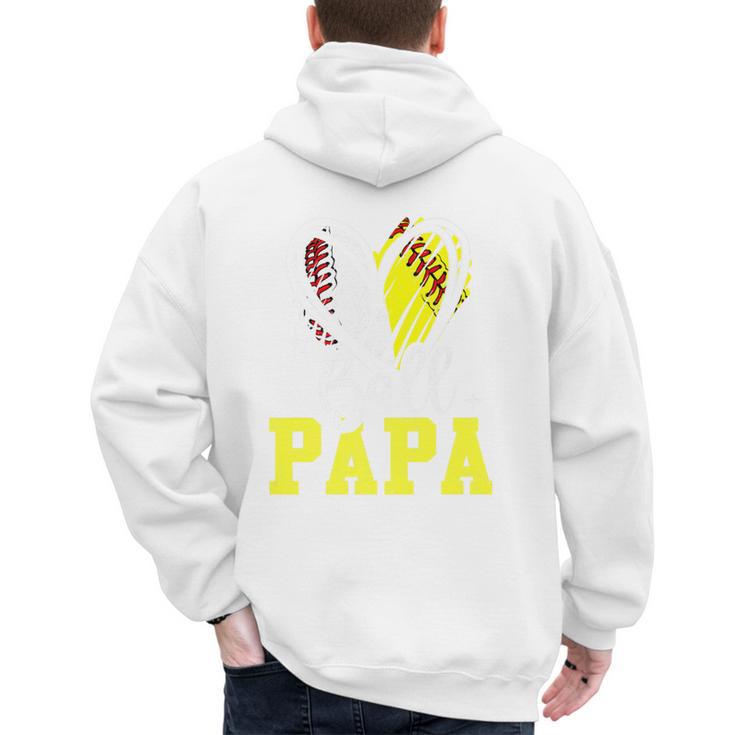 Ball Papa Softball Baseball Dad Daddy Premium Men's Hoodie Back Print