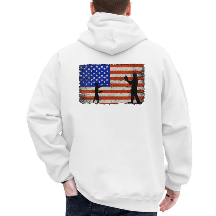 Baseball Coach Baseball Dad American Flag Men's Hoodie Back Print