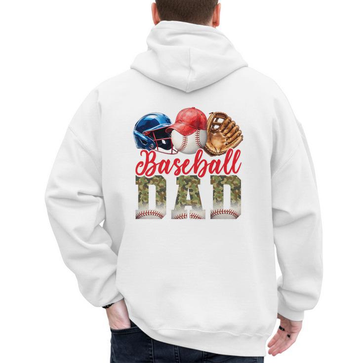 Baseball Dad Camo Father's Day Baseball Stuff Men Premium Men's Hoodie Back Print