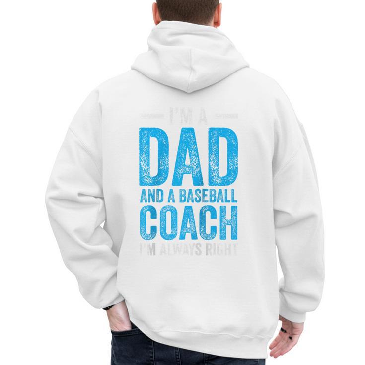 Baseball Dad Coach Father's Day Raglan Baseball Tee Men's Hoodie Back Print