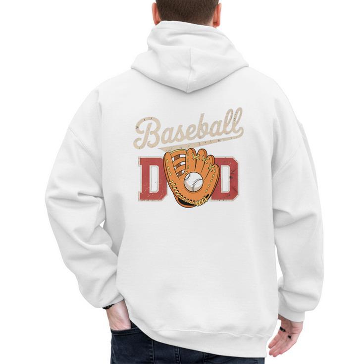 Baseball Dad Fireball Sports Father Fathers Day Daddy Premium Men's Hoodie Back Print