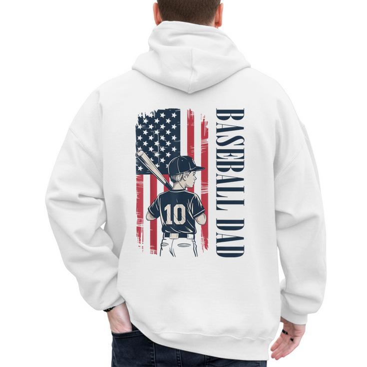 Baseball Dad Flag Tee I Raised Mine Ballpark Dad Men's Hoodie Back Print