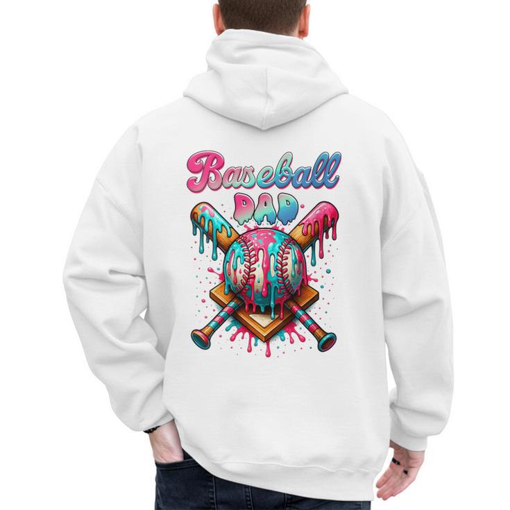 Baseball Dad Game Day Vibes Ice Cream Drip Baseball Daddy Men's Hoodie Back Print