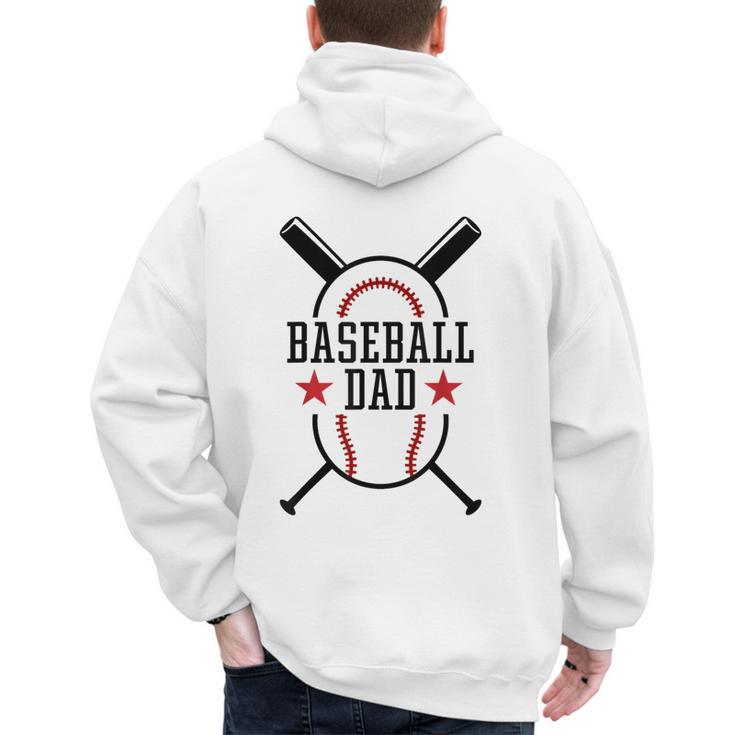 Baseball Dad Happy Fathers Day Wife Daughter Son Game Day Men's Hoodie Back Print