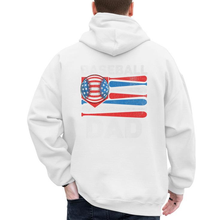 Baseball Dad For Men American Flag 4th Of July Fathers Day Premium Men's Hoodie Back Print
