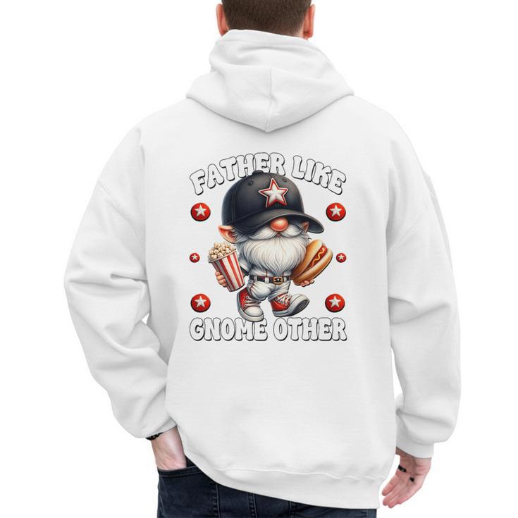 Baseball Dad Saying Hot Dog Gnome Pun For Fathers Day Premium Tri-Blend Men's Hoodie Back Print