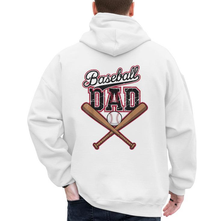 Baseball Dad Vintage Father's Day Family Humor Sport Lovers Men's Hoodie Back Print