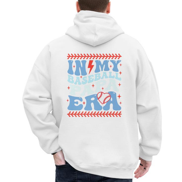 In My Baseball Papa Era Groovy Baseball Dad Family Matching Premium Men's Hoodie Back Print
