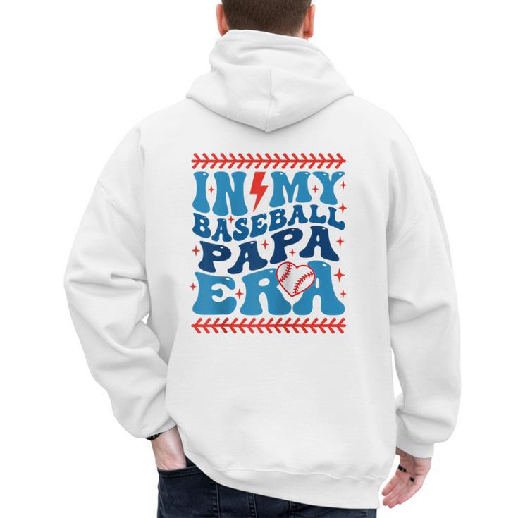 In My Baseball Papa Era Groovy Baseball Dad Family Matching Raglan Baseball Tee Men's Hoodie Back Print