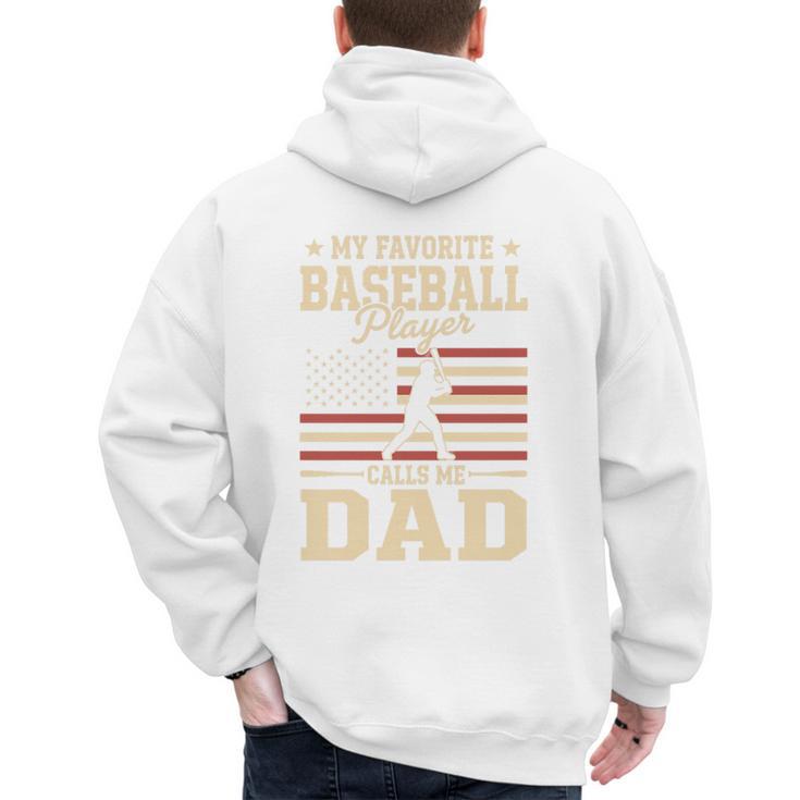 My Favorite Baseball Player Calls Me Dad Baseball Dad Premium Tri-Blend Men's Hoodie Back Print