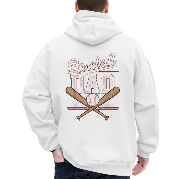 Game Day Baseball Dad Vintage Daddy Father's Day Boys Kids Men's Hoodie Back Print